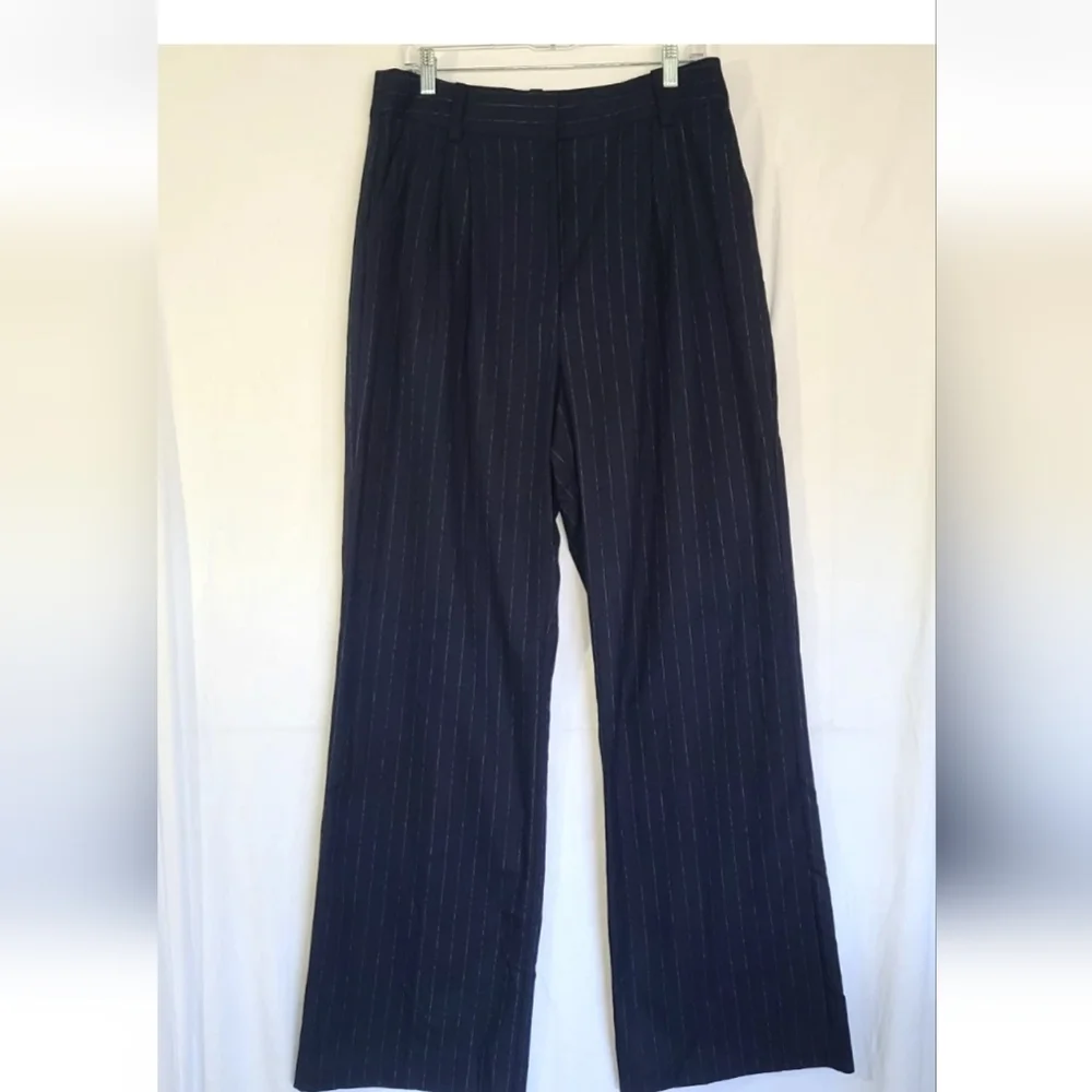 New W/Tag Favorite Daughter Designer Navy Pinstripe Favorite Pants US 14 RT $228 - Picture 5 of 11
